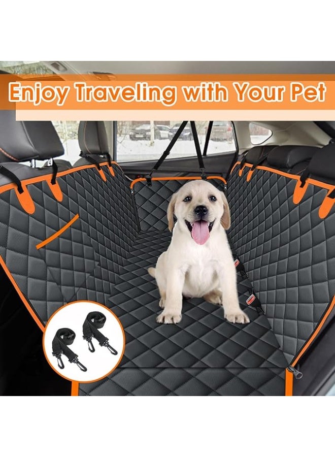 Dog Car Seat Cover, Durable Waterproof Scratch Proof Nonslip Dog Hammock, Back Seat Covers with Pocket for Cars SUVs and Trucks - L, Black/Orange - Image 5